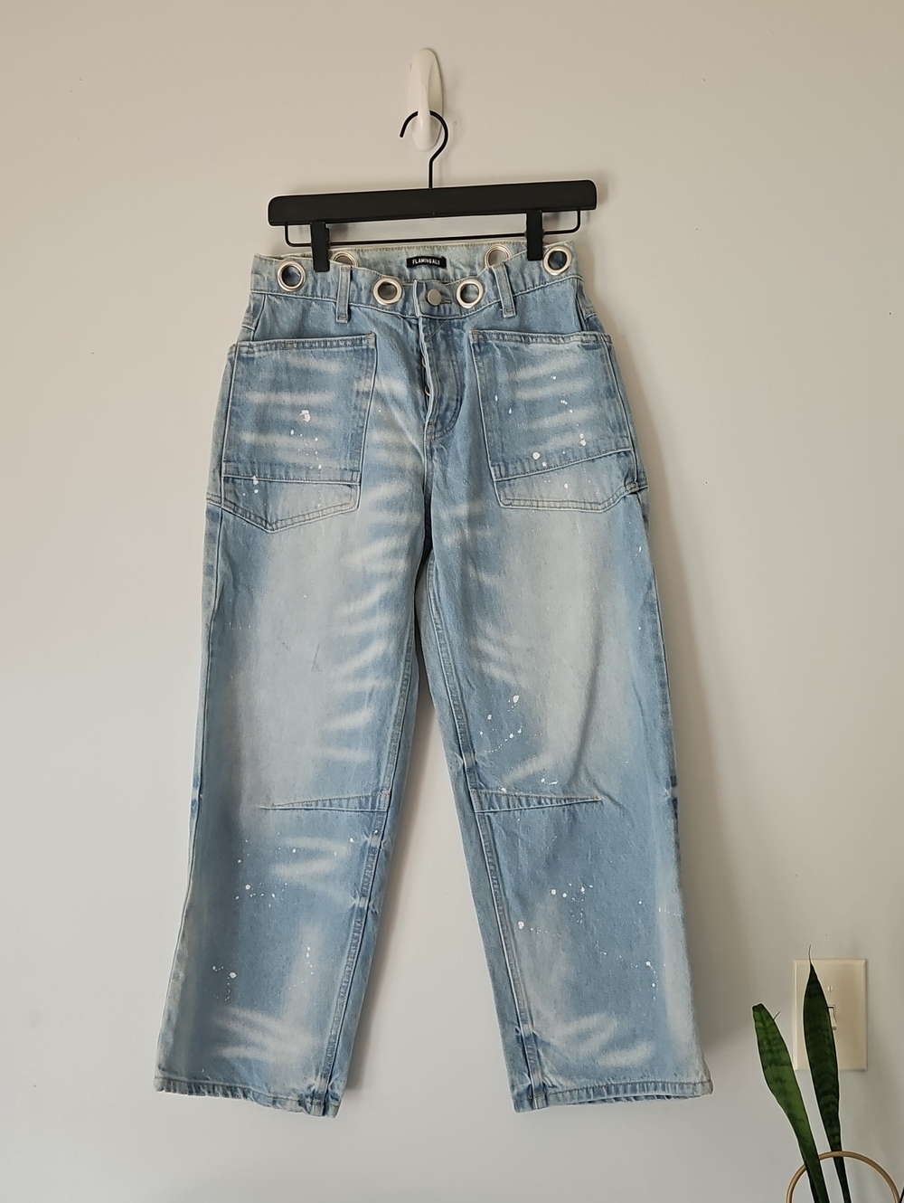 Light Blue Women’s Jeans with Grommet Waist